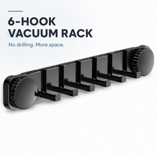 2-Pack 6-Hook Invisible Vacuum Suction Wall Rack