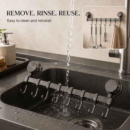 8-Hook Suction Wall-Mounted Organizer Rack