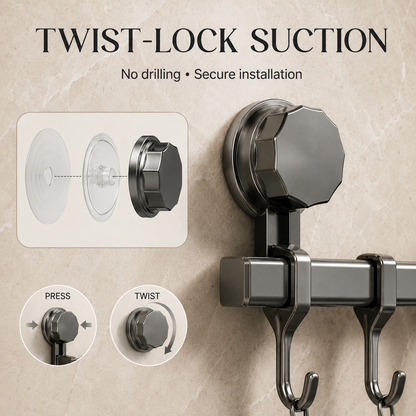 8-Hook Suction Wall-Mounted Organizer Rack
