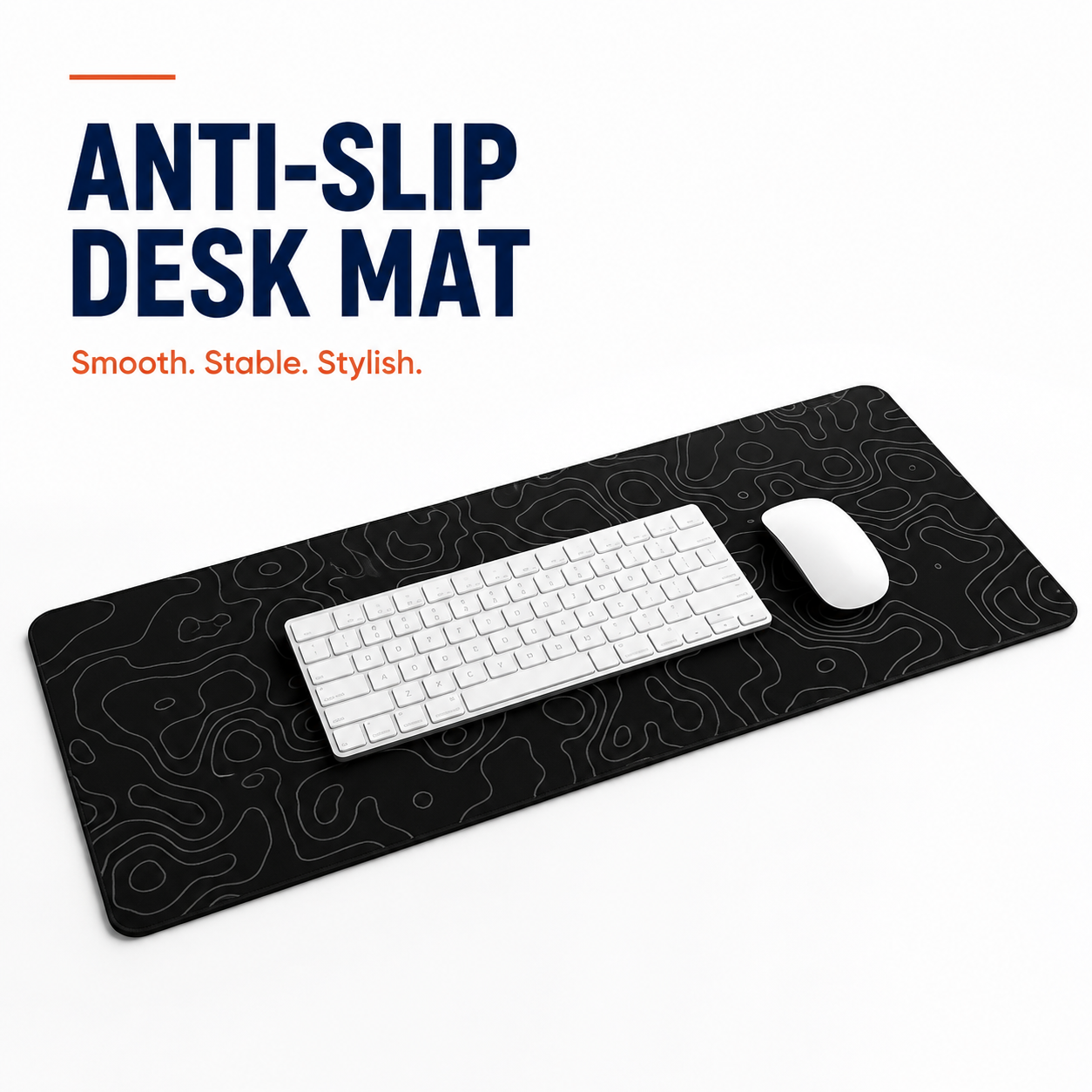 Premium Anti-Slip Desk Mat – 23 × 11 Inch Topographic Extended Mouse Pad