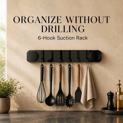 2-Pack 6-Hook Invisible Vacuum Suction Wall Rack