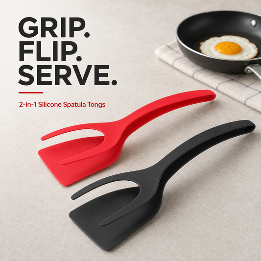 2-in-1 Silicone Grip & Flip Spatula Tongs