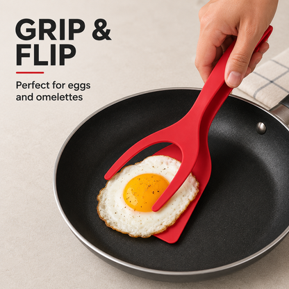 2-in-1 Silicone Grip & Flip Spatula Tongs