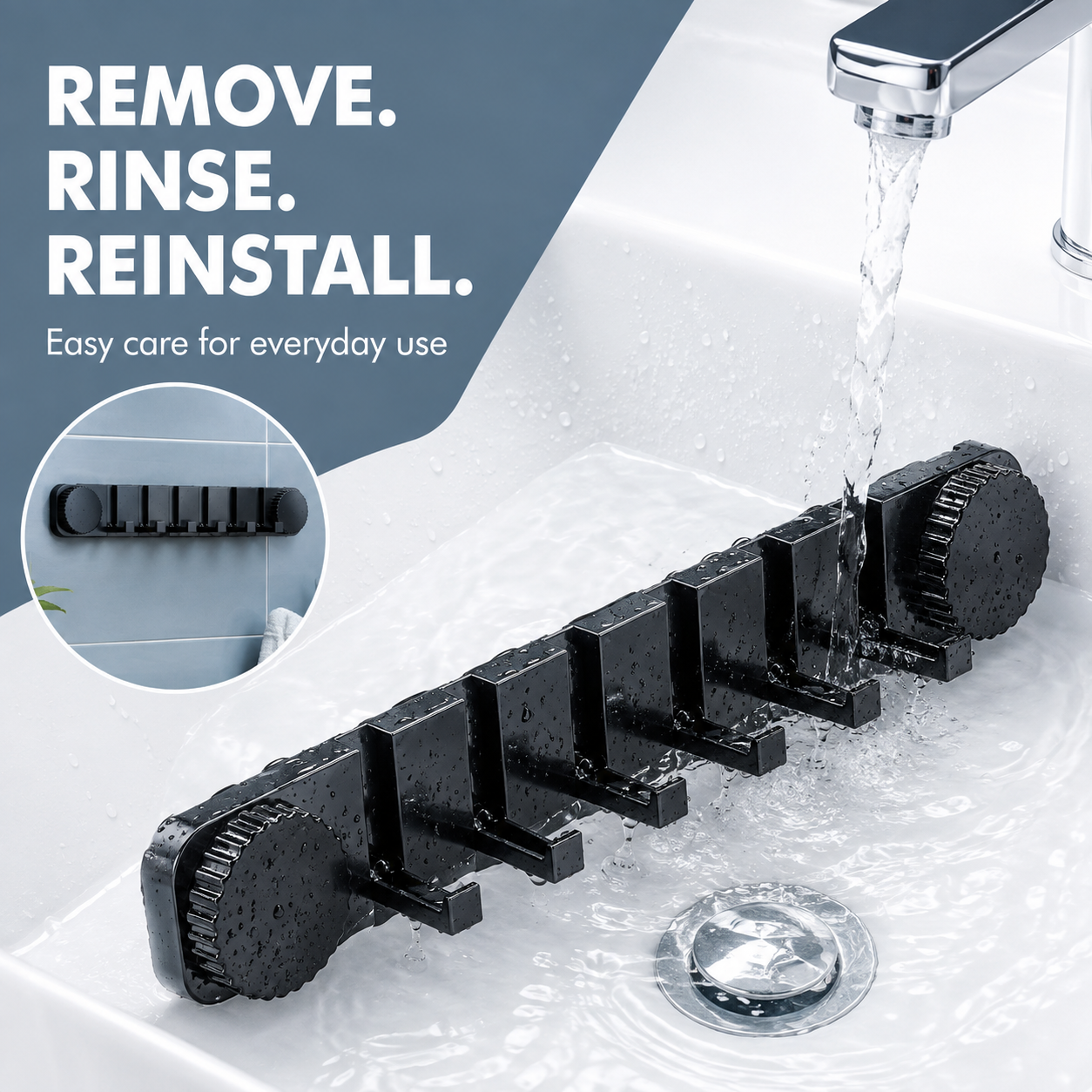 2-Pack 6-Hook Invisible Vacuum Suction Wall Rack